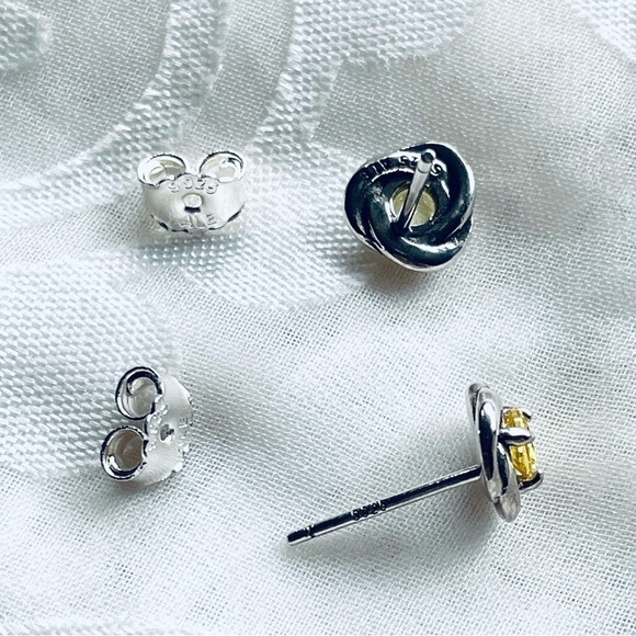 NWOT Sterling Silver 925 Yellow Fashion Stud Earrings - Picture 5 of 6